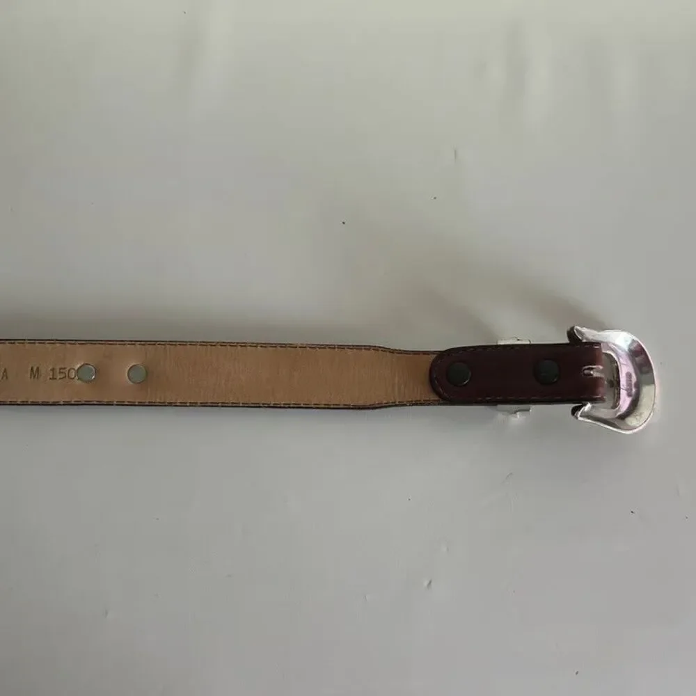 Sentry Western Concho Belt Vintage Leather Burgundy Red Made in USA Womens M 150